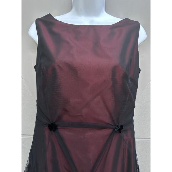 VTG Rickie Freeman Evening Gown Dress Sz 8 Black mesh Red Vamp Whimsigoth elegan - Picture 6 of 12